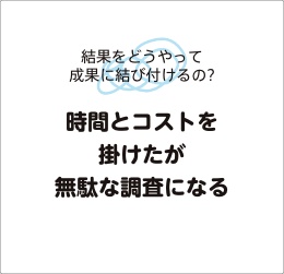 結果をどうやって成果に結び付けるの？時間とコストを掛けたが無駄な調査になる